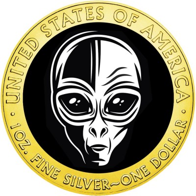 USA GREY ALIEN UFO series AREA-51 American Silver Eagle 2020 Walking Liberty $1 Silver coin Gold plated 1 oz